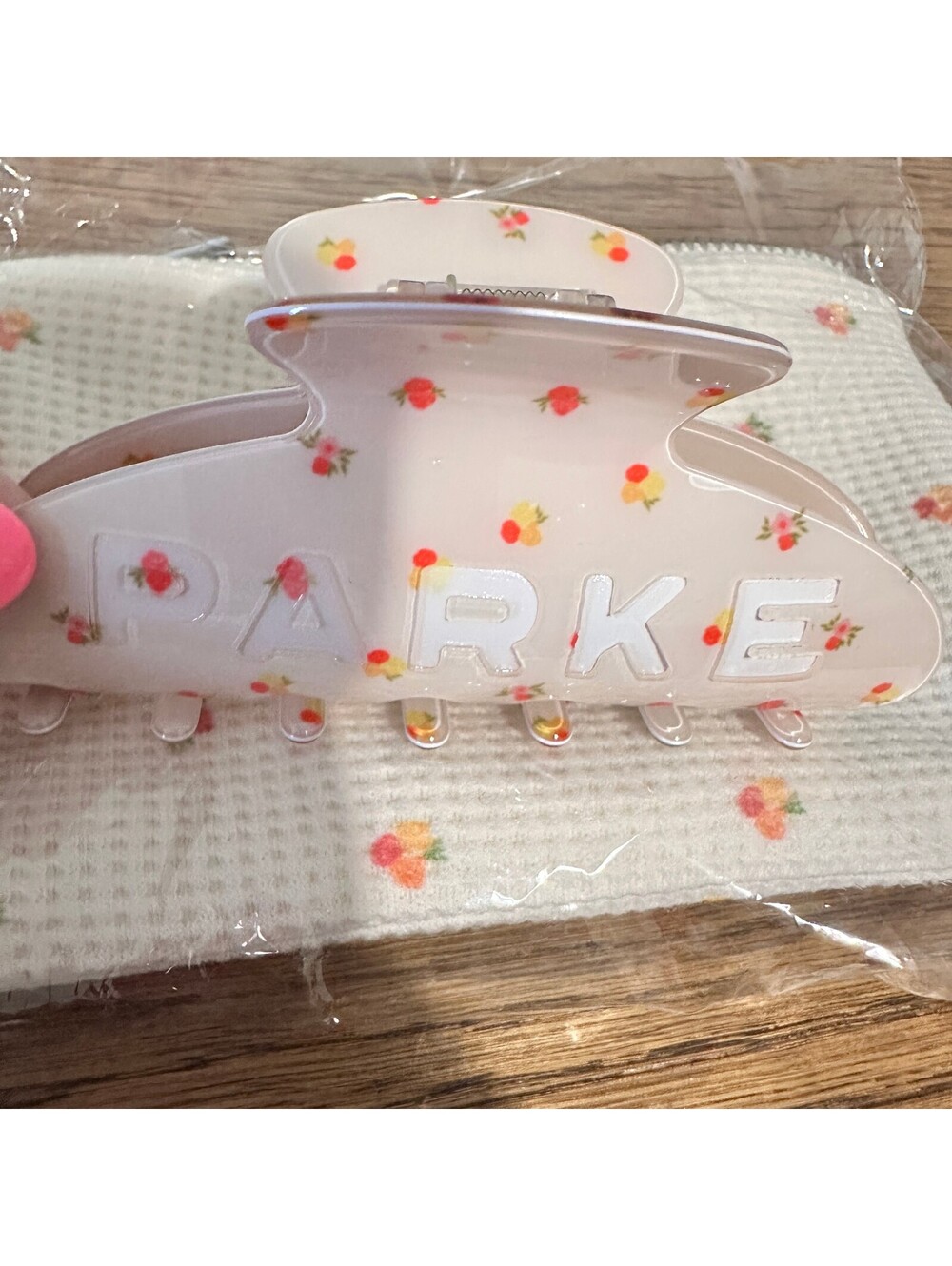 Parke Sunset Floral Claw Hair Clip with Matching Floral Pouch